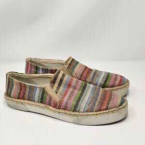 Jack Rogers Tucker Slip On Sneaker Loafer Women Size 7.5 M Stripe Jute Casual